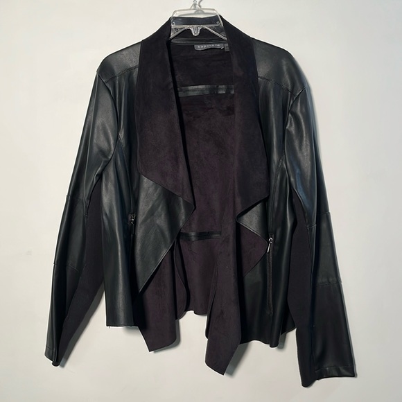 BAGATELLE Faux Leather & Suede Waterfall Minimalist Rib SLV Urban Chic Jacket 2X - Picture 2 of 16